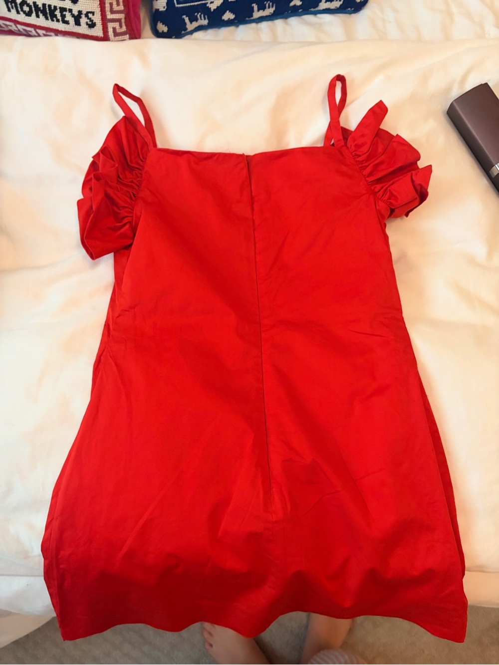 STAUD Red Ruffle-Shoulder Mini Dress - Picture 6 of 6